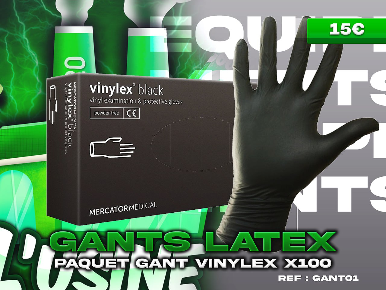 GANTS LATEX NOIR X100