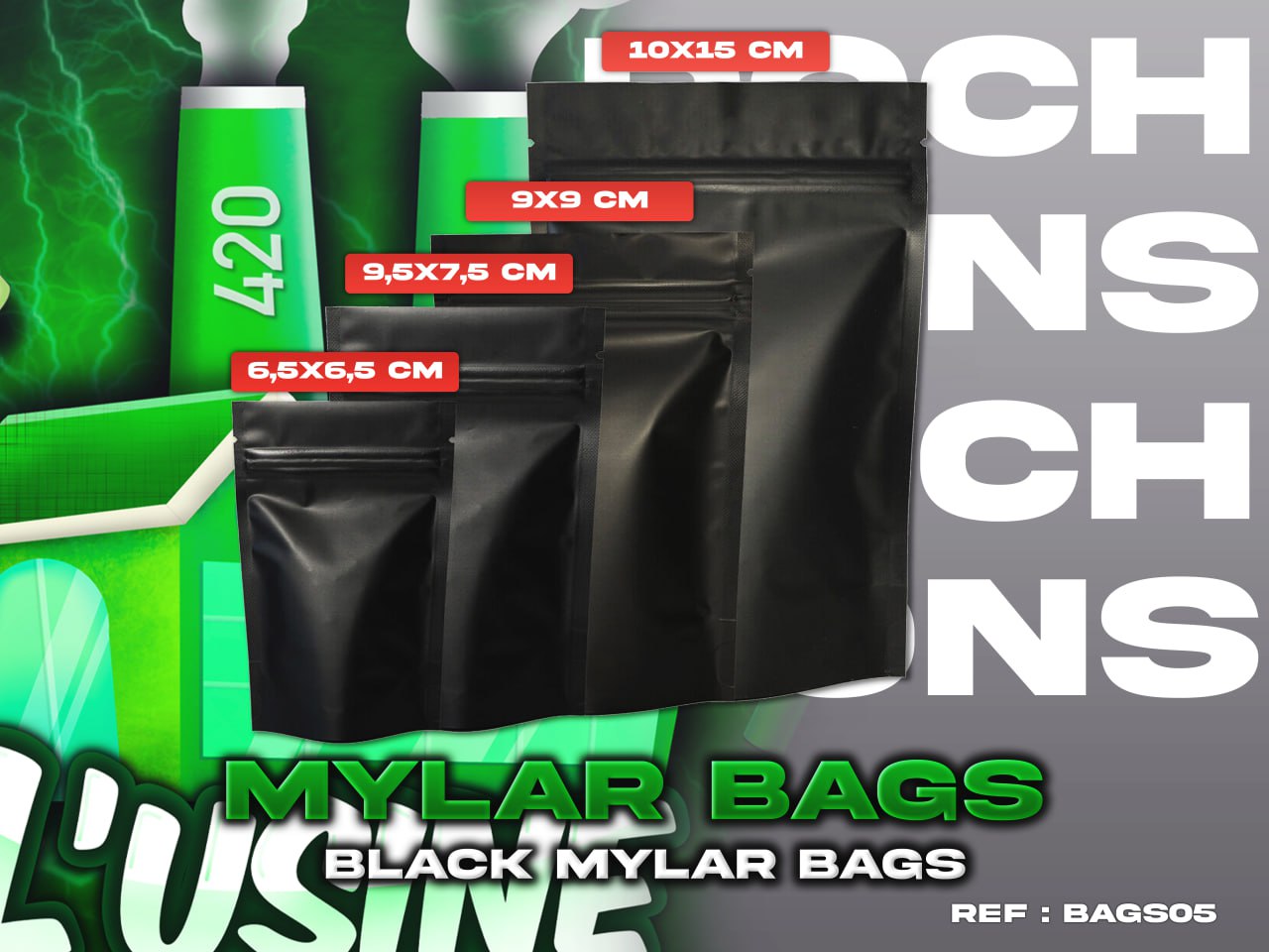 Black Mylars Bags x100